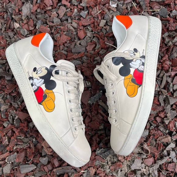 Gucci, Disney Mickey Mouse Ace Low Top Sneaker, Ivory, Orange, (8.5 M, 10 W) - Picture 6 of 15